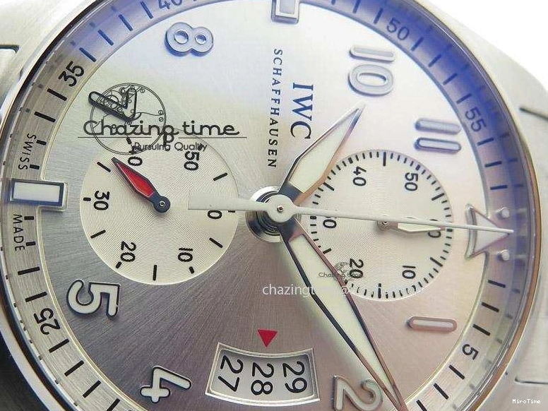 MIROTIME 0118 Pilot Chrono SS IW387809 ZF 1:1 Best Edition Silver Dial On SS Bracelet A Trendsetting 7327